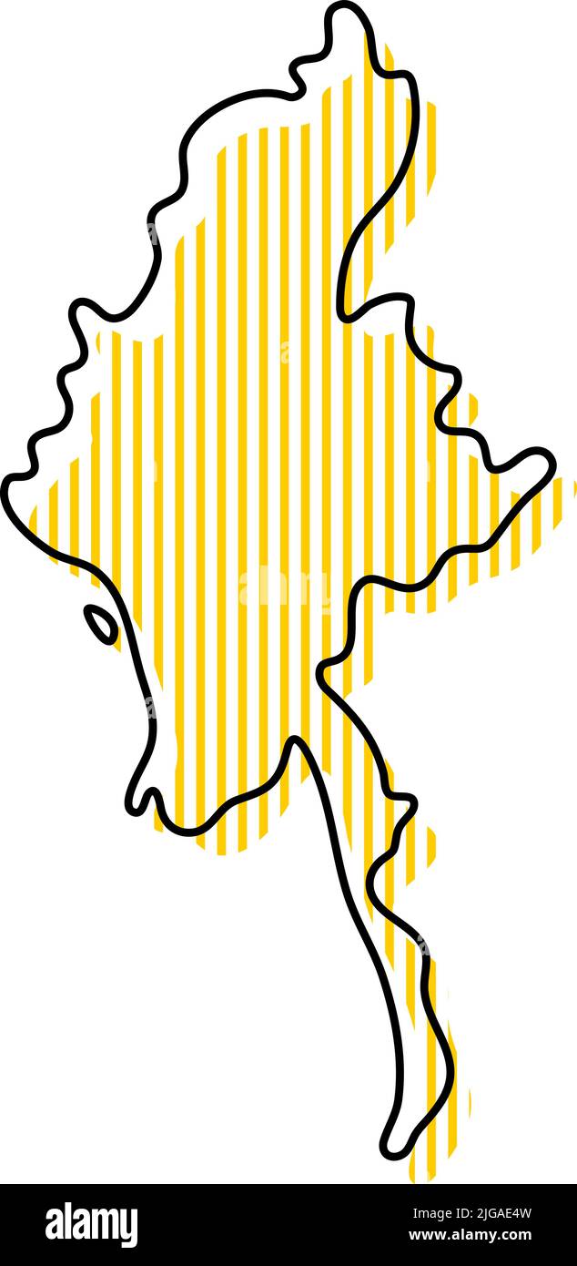 Carte stylisée simple représentant l'icône du Myanmar Illustration de Vecteur