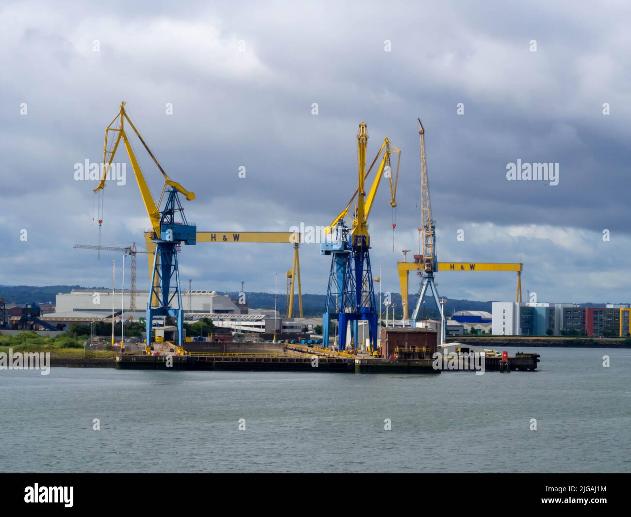 Samson et Goliath à Harlem et Wolf sur les quais de Belfast Banque D'Images