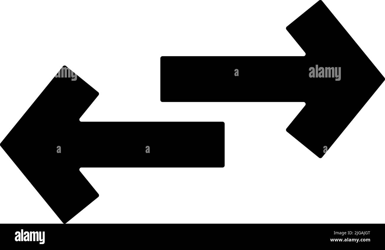 Icône deux flèches dans différentes directions. Glyphe simple, vecteur plat des icônes de flèches pour UI et UX, site Web ou application mobile sur fond blanc Illustration de Vecteur