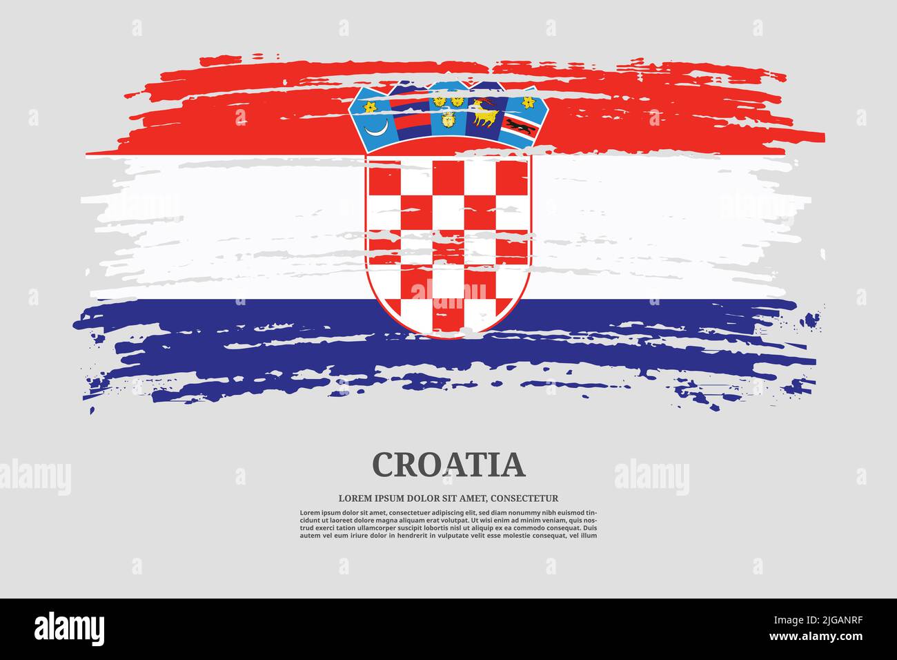 Drapeau de Croatie avec effet de pinceau et affiche de texte d'information, fond vectoriel Illustration de Vecteur