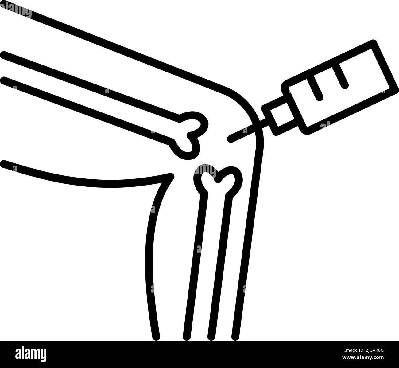 genou, jambe, os, icône d'injection. Simple ligne fine, vecteur de contour des icônes de blessure d'os pour UI et UX, site Web ou application mobile sur fond blanc Illustration de Vecteur