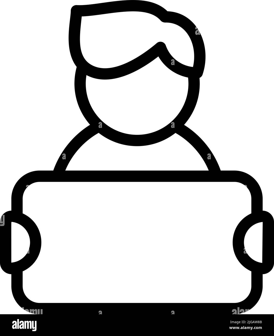 protster homme avec poster vecteur monoline icône isolée sur blanc. Symbole parfait de la grève de manifestation publique. Insurrection du militant de protestation Illustration de Vecteur