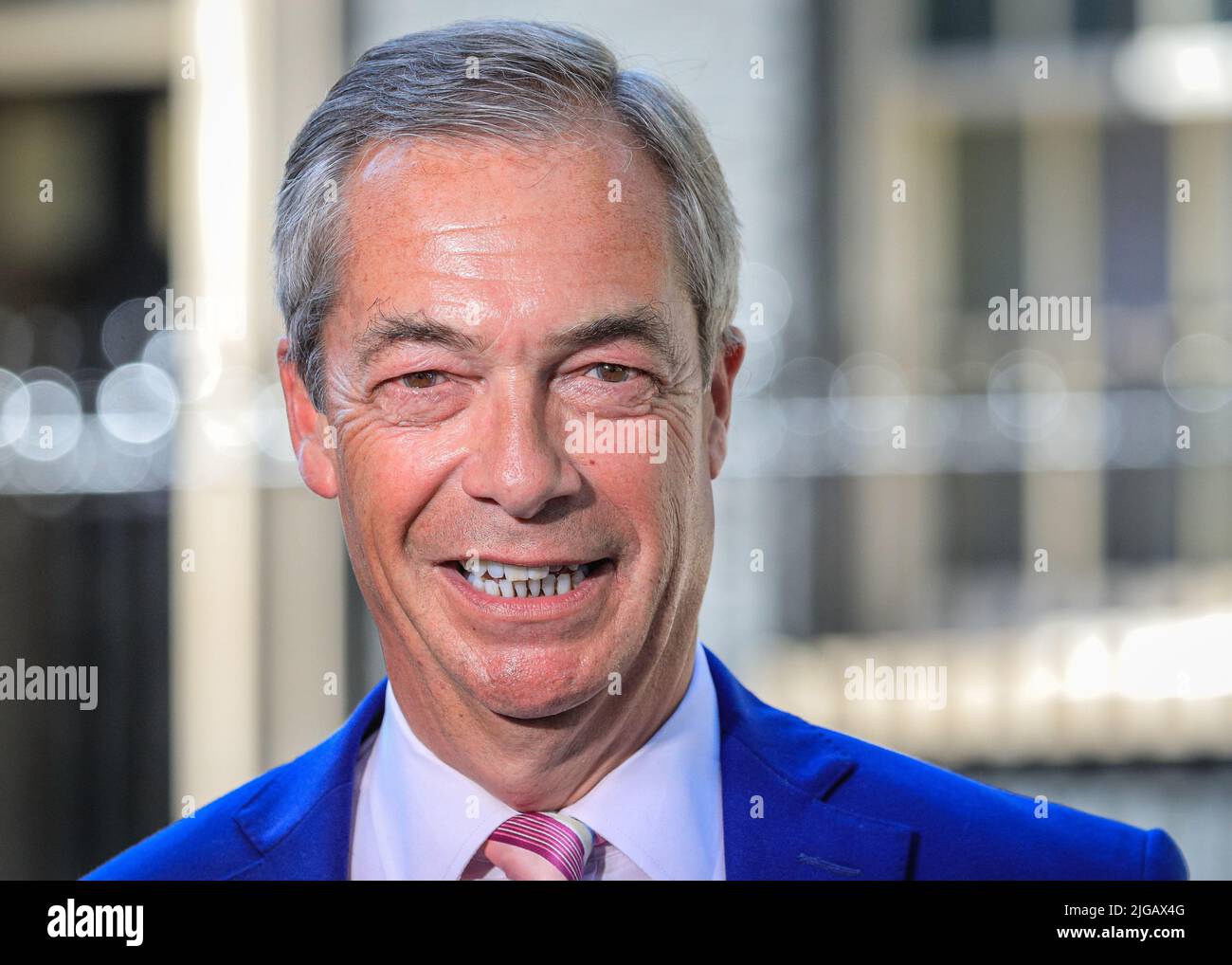 Nigel Farage, diffuseur, ancien dirigeant du Parti pour l’indépendance du Royaume-Uni, UKIP, et du Parti du Brexit, ancien politicien britannique Banque D'Images