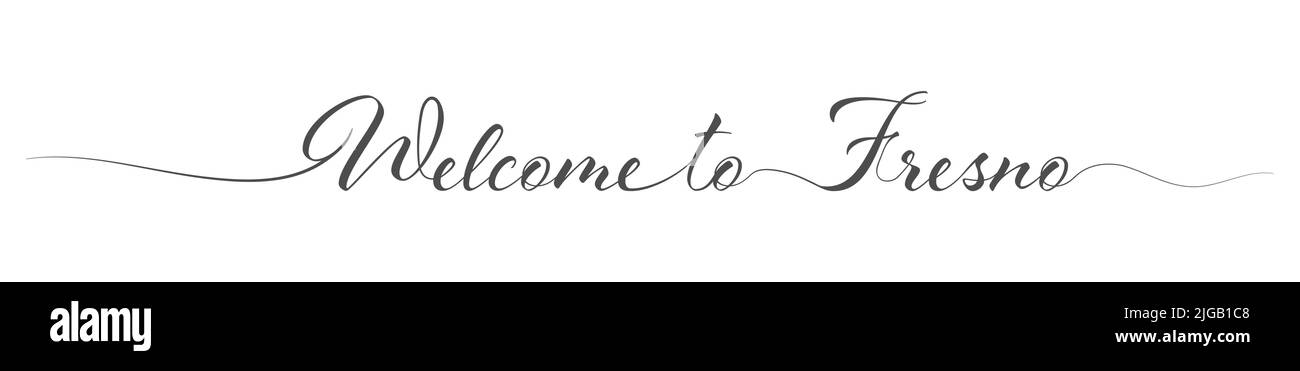 Bienvenue à Fresno. Inscription de salutation calligraphique stylisée sur une ligne. Style simple Illustration de Vecteur