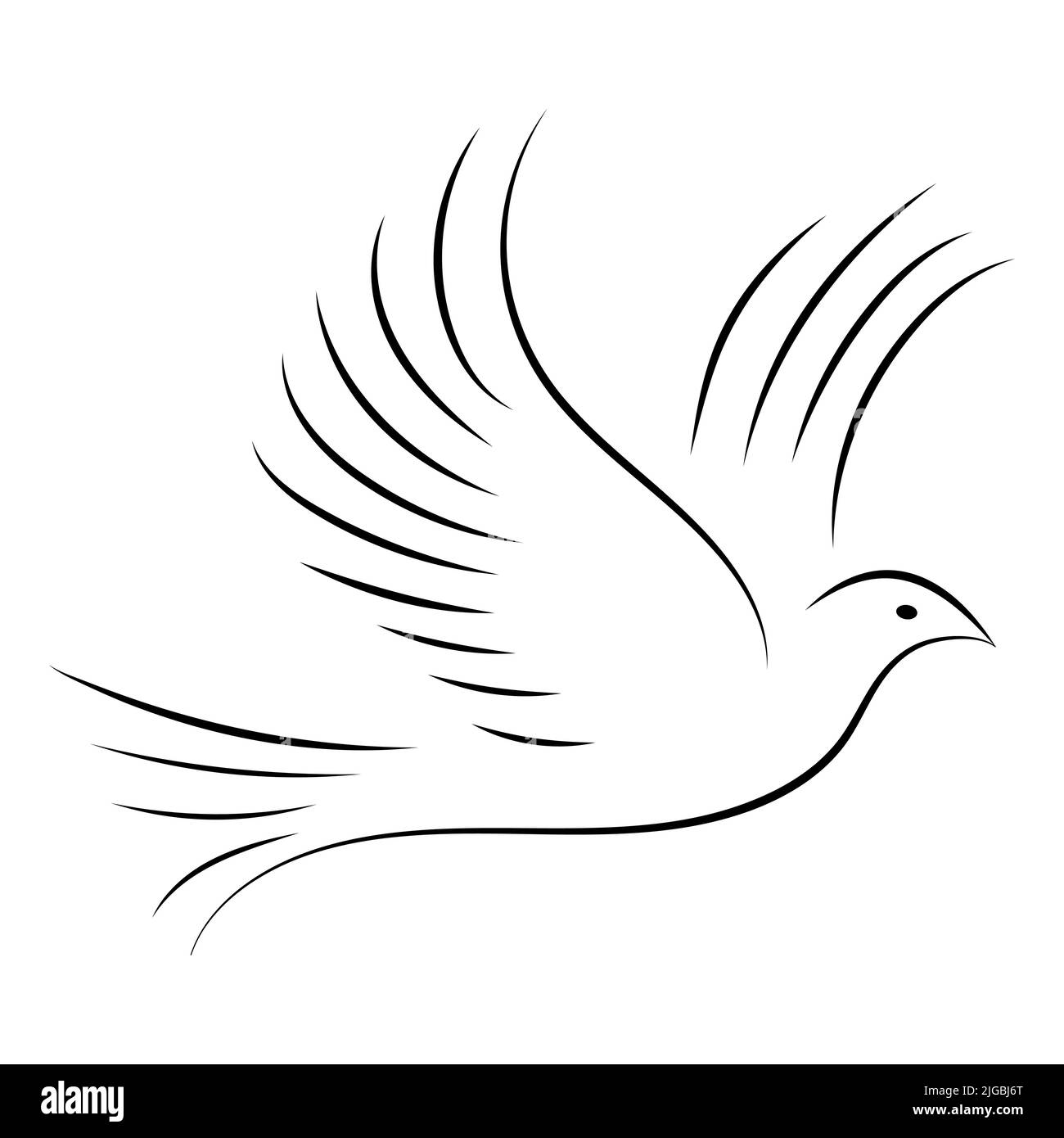 Symbole de la paix sur la planète, traits dessinés à la main, logo d'oiseau en relief Illustration de Vecteur