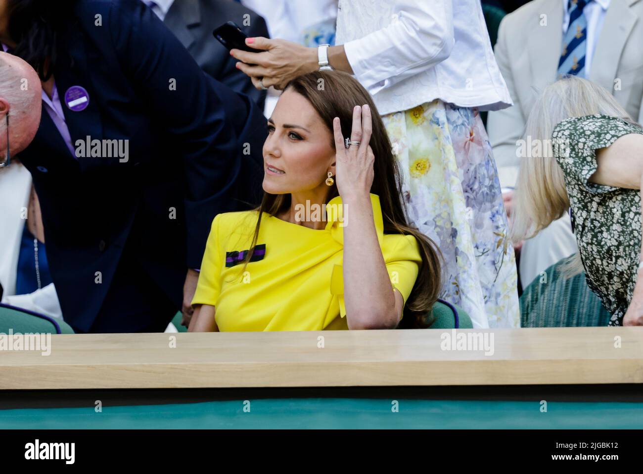 Londres, Royaume-Uni. 09th juillet 2022. Tennis : Grand Chelem/WTA Tour - Wimbledon, célibataires, femmes, finale, Rybakina (Kazakhstan) - Jabeur (Tunisie) : Kate, Duchesse de Cambridge, dans la boîte Royale au All England Lawn tennis and Croquet Club. Credit: Frank Molter/dpa/Alay Live News Banque D'Images