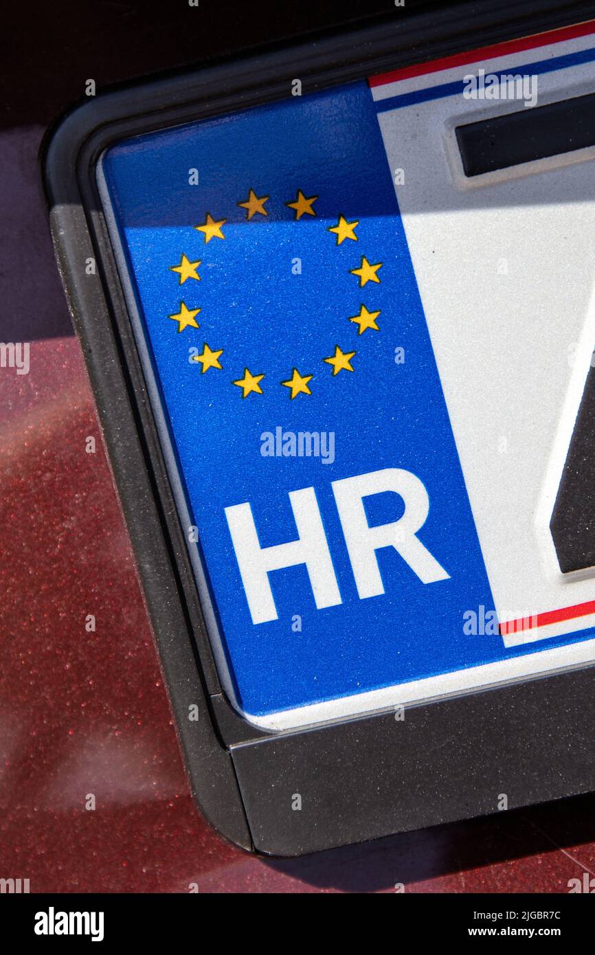 Identifiant du pays de la plaque d'immatriculation de l'UE : Croatie Banque D'Images