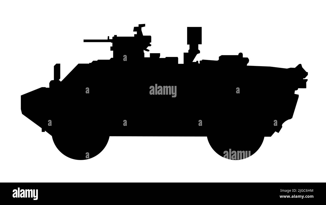 Silhouette de véhicule de combat. LGS Fennek 2000 Allemagne. Icône noire de vecteur de machine militaire de combat sur fond blanc, transport militaire moderne. Illustration de Vecteur