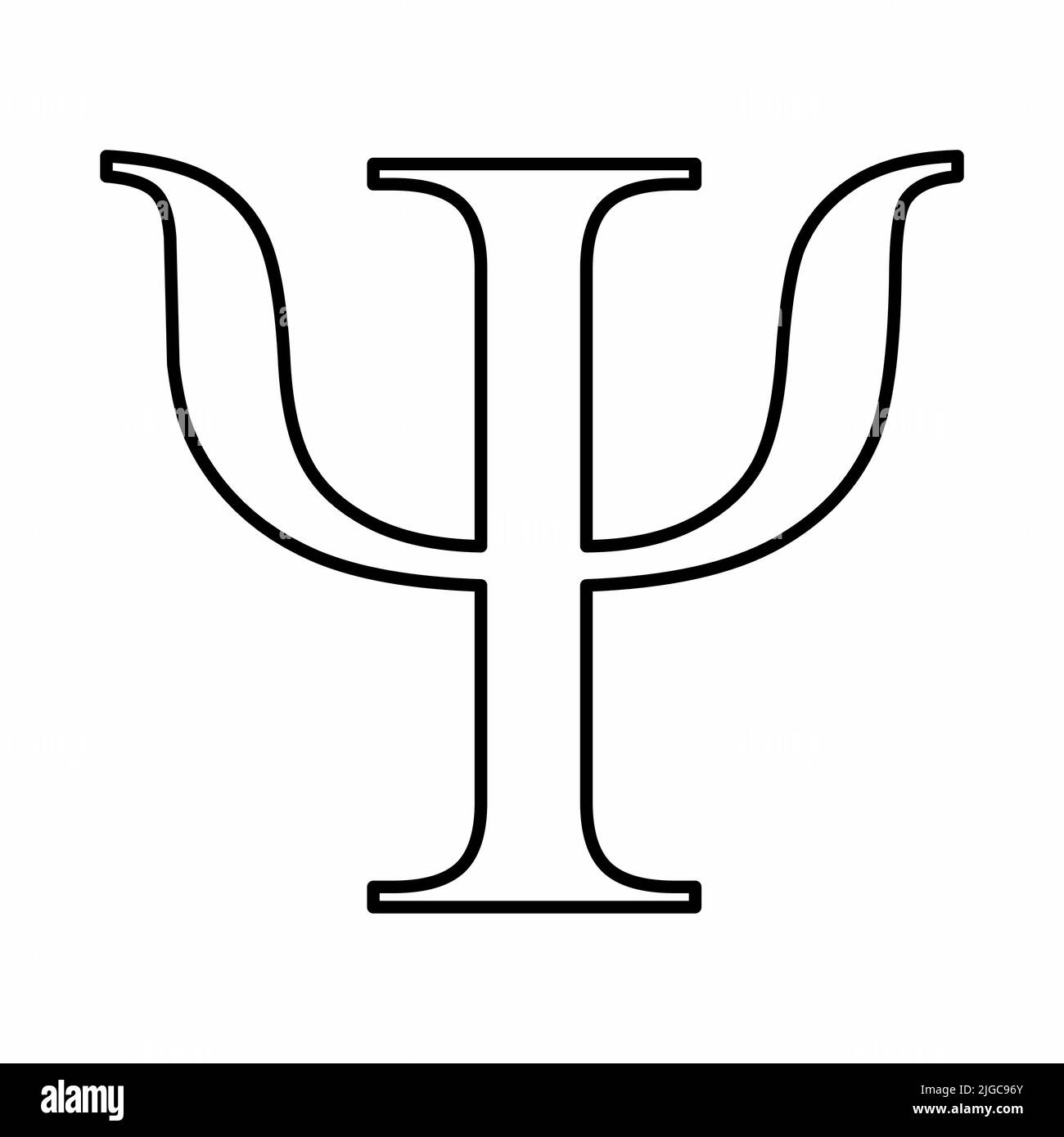 Psi signe grec. Contours noirs sur fond blanc. Illustration de Vecteur