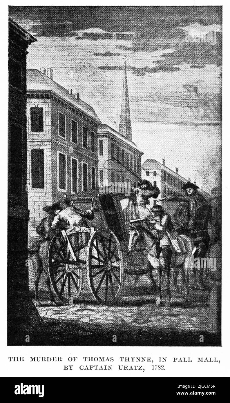 Le capitaine de grande classe Uratz assassine Thomas Thynne dans le Pall Mall, 1782 Banque D'Images