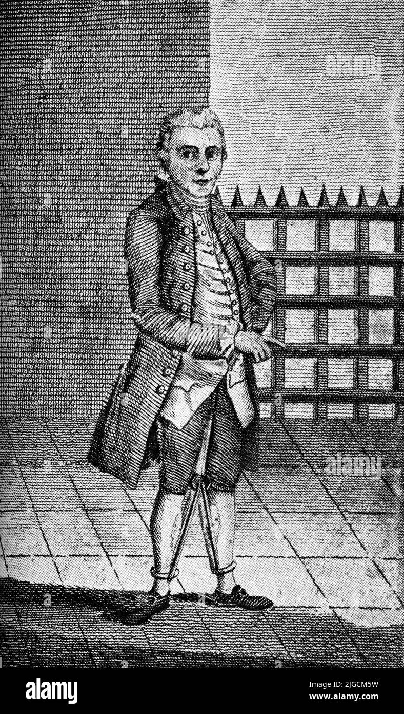 Le grand homme William Hawke en attente d'exécution à la prison de Newgate, 1774 Banque D'Images