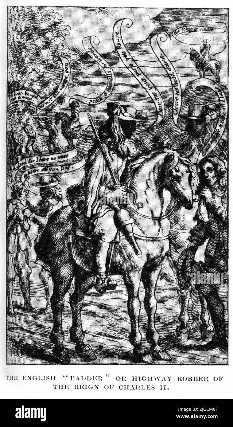 Le "padder" highwayman pendant le règne de Charles II Banque D'Images