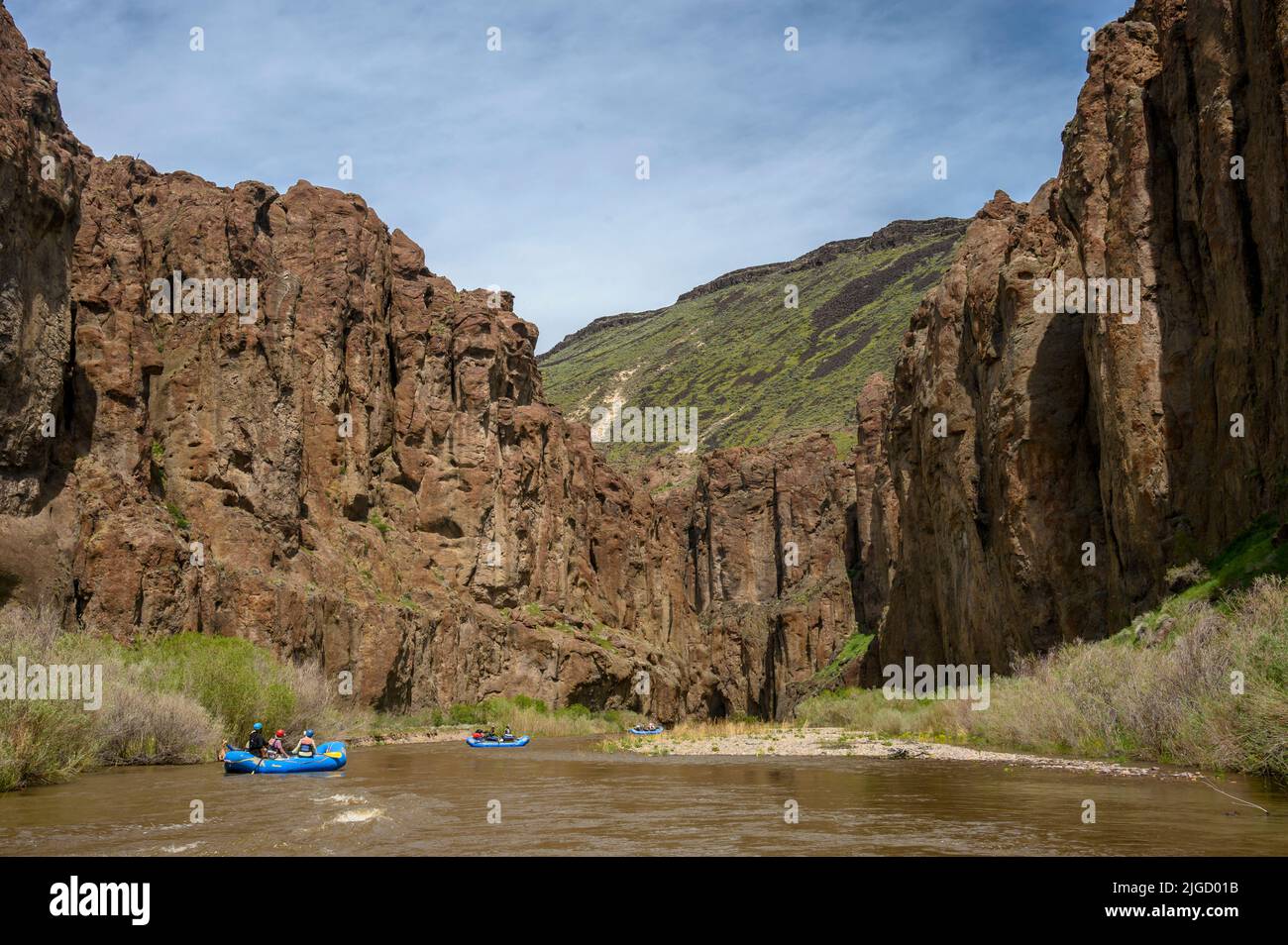 Rafting sur la rivière Bruneau dans l'Idaho avec Far & Away Adventures. Banque D'Images