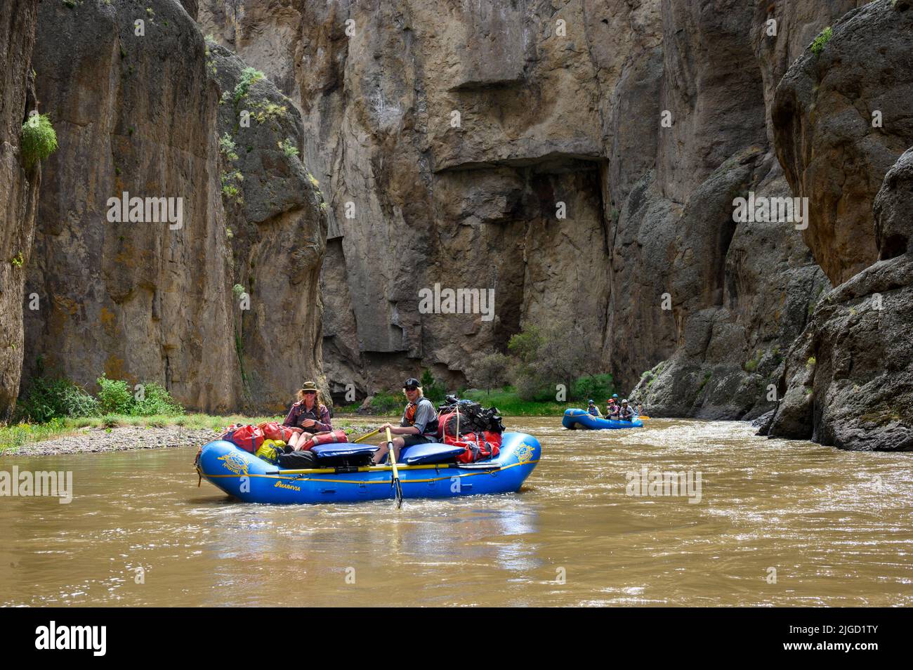 Rafting sur la rivière Bruneau dans l'Idaho avec Far & Away Adventures. Banque D'Images