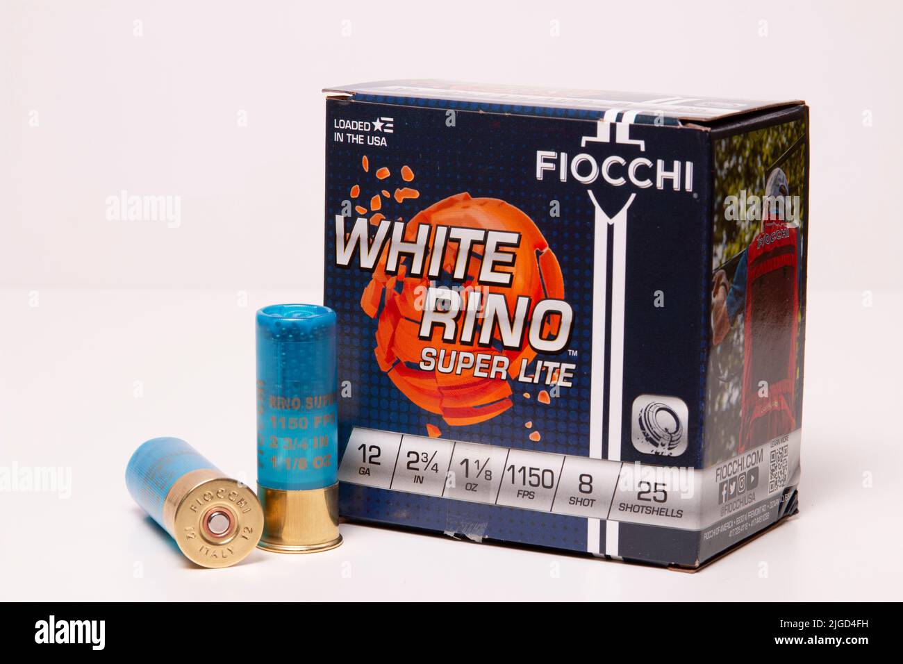 Fiocchi blanc Rino Super Lite 12ga 8 prises de vue Banque D'Images