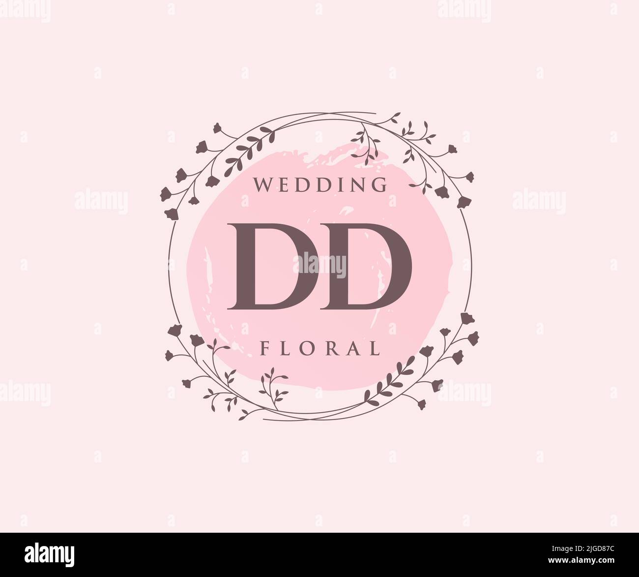 DD initiales lettre mariage monogramme logos modèle, dessin à la main moderne minimaliste et modèles floraux pour cartes d'invitation, Save the Date, élégant Illustration de Vecteur