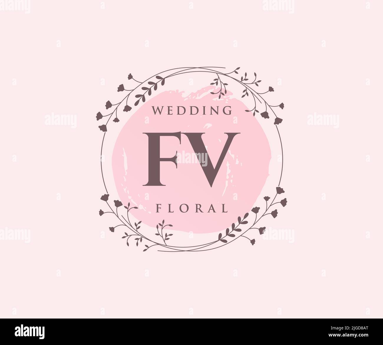 FV lettre initiale de mariage monogramme de logos modèle, dessin à la main moderne minimaliste et modèles floraux pour cartes d'invitation, Save the Date, élégant Illustration de Vecteur