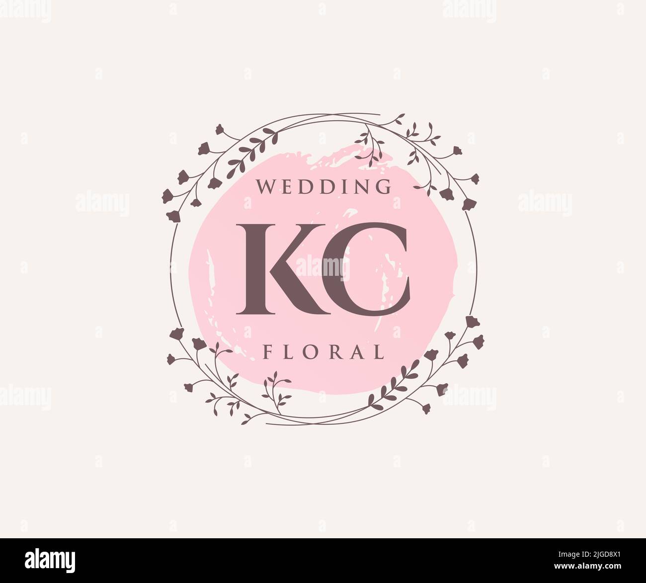 KC initiales lettre mariage monogramme logos modèle, dessin à la main moderne minimaliste et des modèles floraux pour cartes d'invitation, Save the Date, élégant Illustration de Vecteur