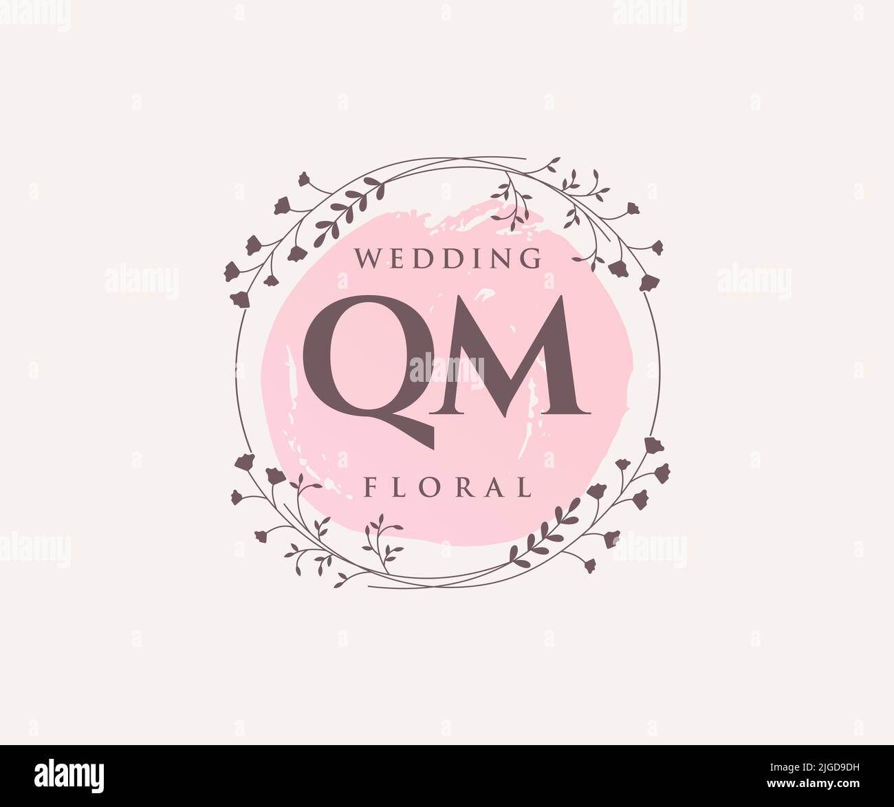 QM initiales lettre mariage monogramme logos modèle, dessin à la main moderne minimaliste et modèles floraux pour cartes d'invitation, Save the Date, élégant Illustration de Vecteur