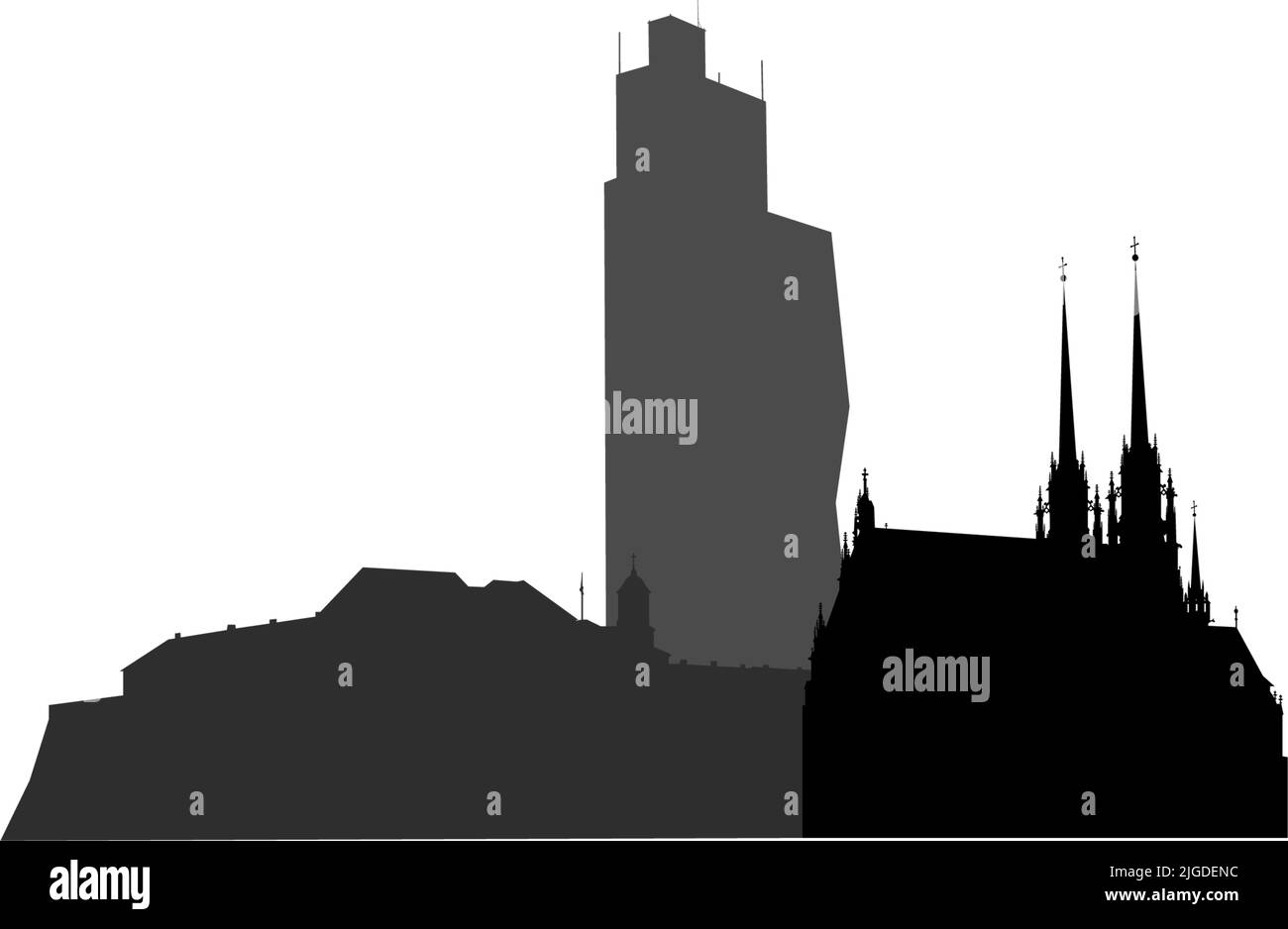 Silhouette vectorielle de la ville de Brno - République tchèque. Illustration de Vecteur