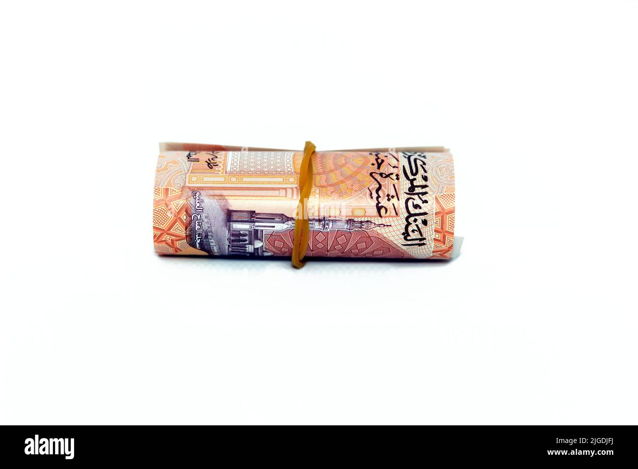 Égypte rouleau d'argent du nouveau premier égyptien 10 LE EGP dix livres plastique polymère billet isolé sur fond blanc, livres égyptiennes monnaie billets ro Banque D'Images