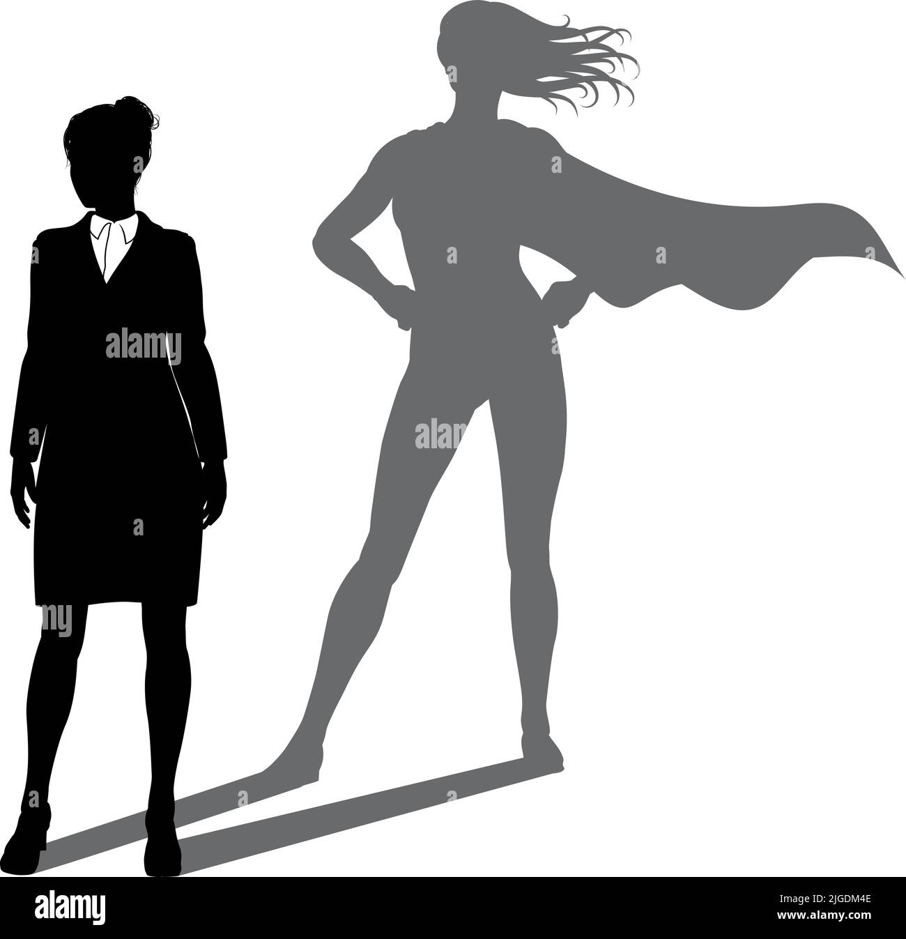 Super-héros Business Woman avec Super Hero Shadow Illustration de Vecteur