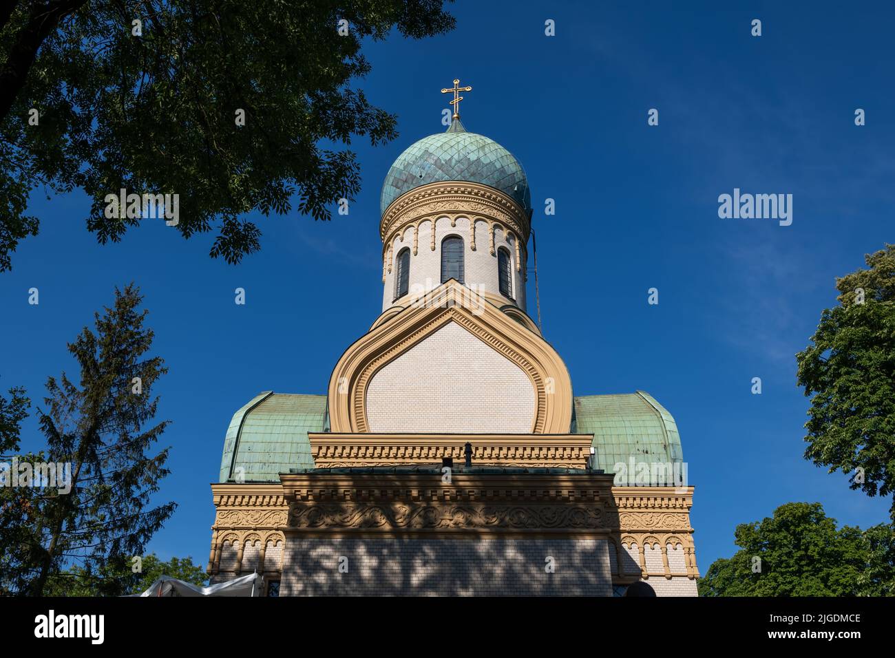 L'église orthodoxe Saint-Jean Climacus (en polonais : Cerkiew św. Jana Klimaka) dans le quartier de Wola de Varsovie en Pologne. Banque D'Images