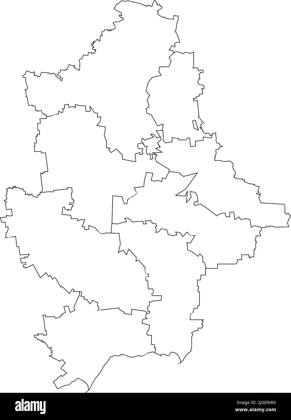 Carte blanche des raons de l'OBLAST DE DONETSK, UKRAINE Illustration de Vecteur