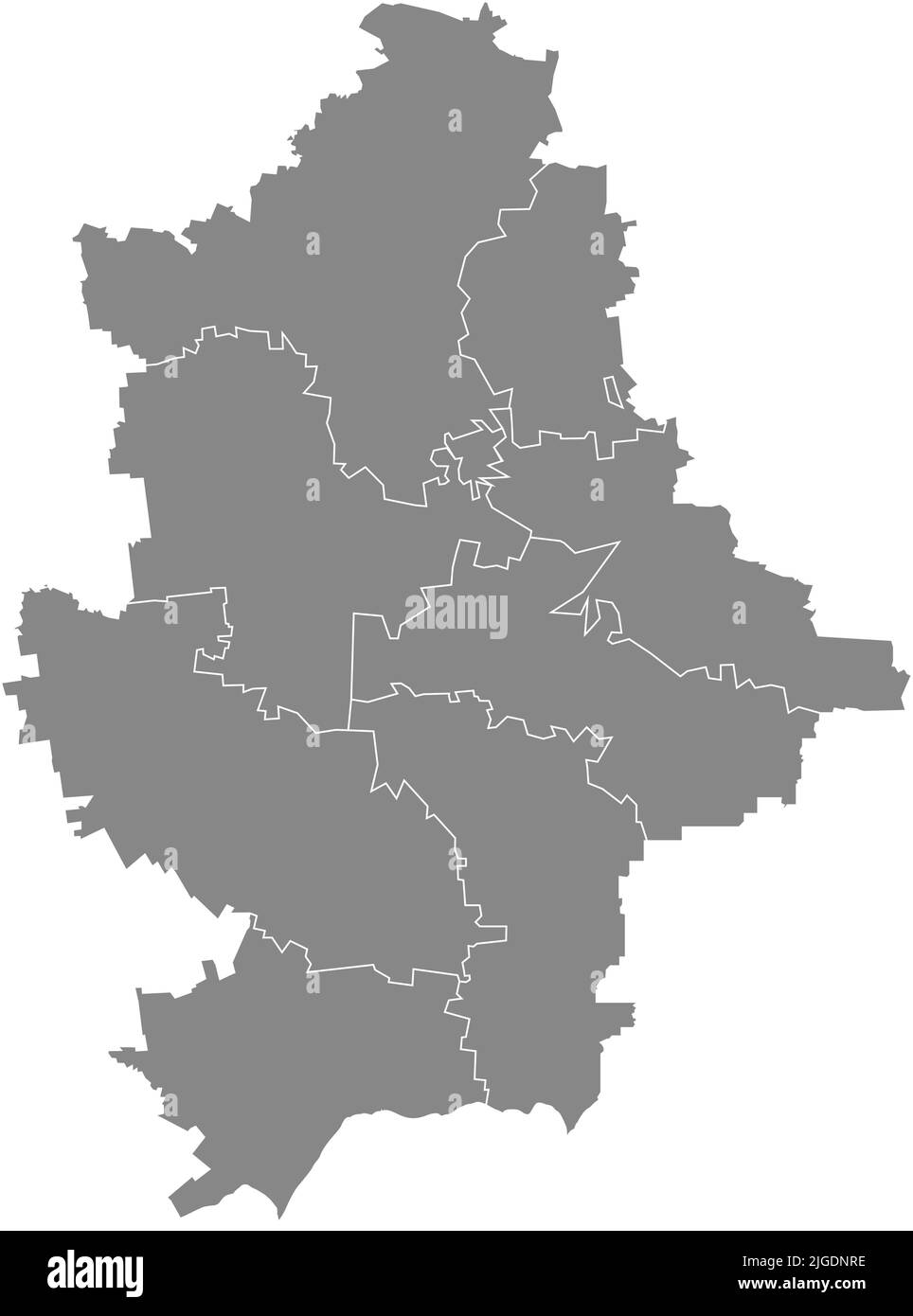 Carte grise des raons de l'OBLAST DE DONETSK, UKRAINE Illustration de Vecteur