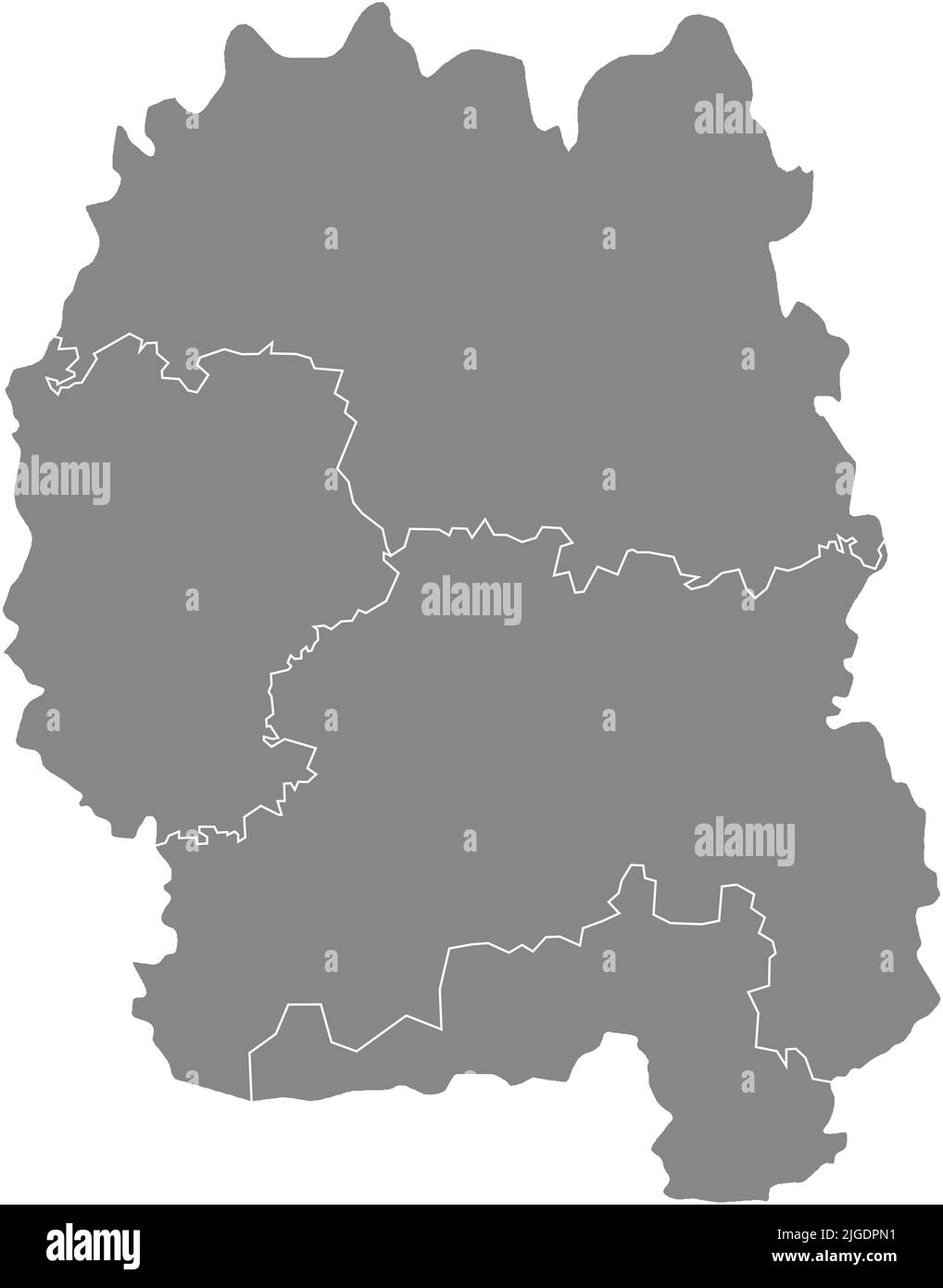 Carte grise des raons de l'OBLAST DE ZHYTOMYR, UKRAINE Illustration de Vecteur