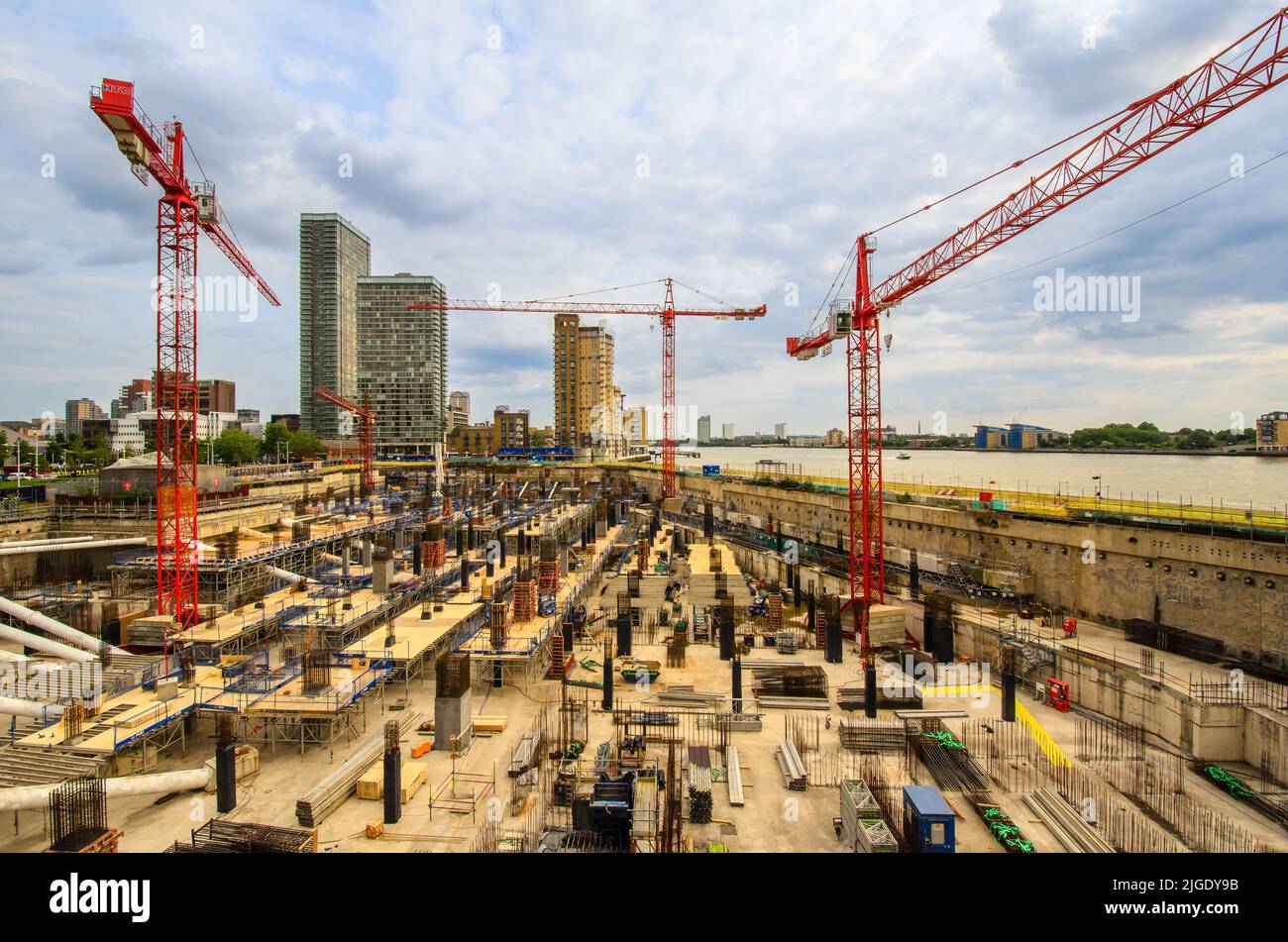 Site de construction à l'ouest de l'Inde quais à Canary Wharf - London, England Banque D'Images