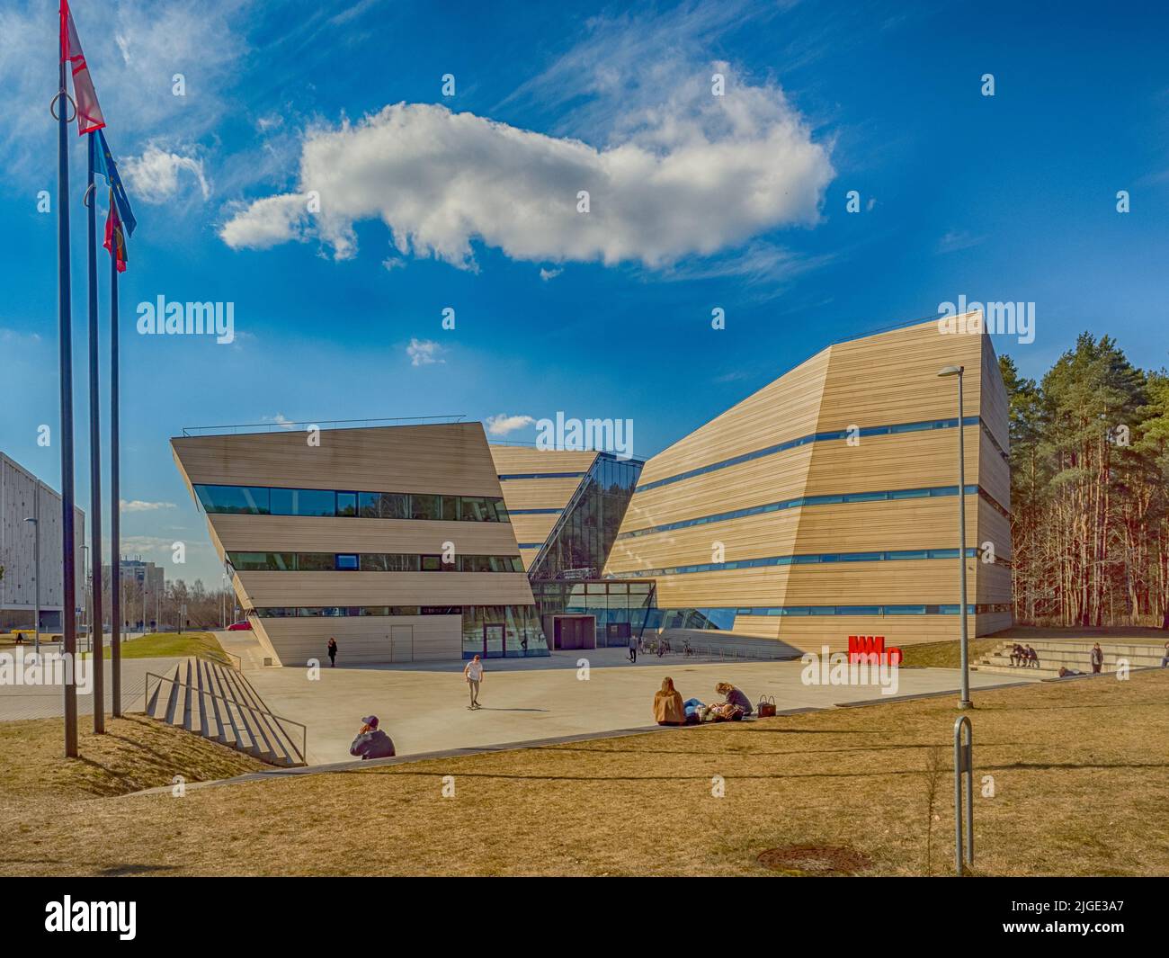 Vilnius, Lituanie - avril 2018 : construction moderne de bibliothèques à l'Université de Vilnius. Bibliothèque de l'Université de Vilnius Centre de communication scientifique et Inf Banque D'Images