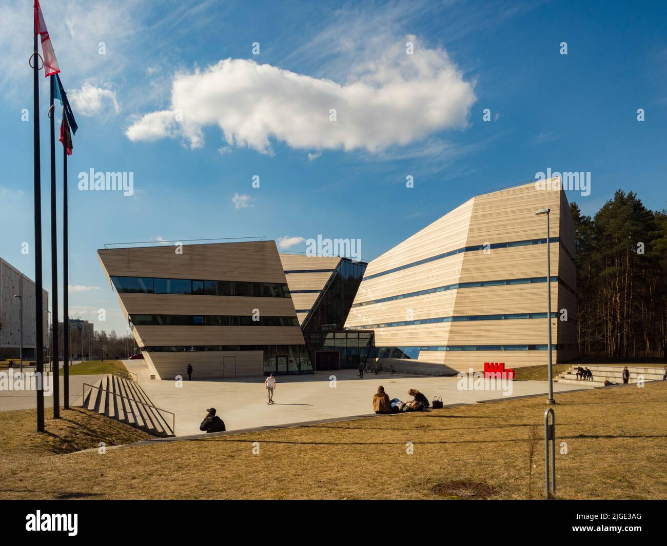 Vilnius, Lituanie - avril 2018 : construction moderne de bibliothèques à l'Université de Vilnius. Bibliothèque de l'Université de Vilnius Centre de communication scientifique et Inf Banque D'Images