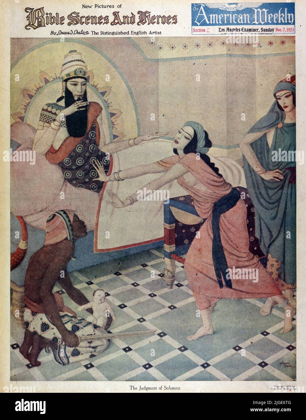« The Judgment of Solomon » a publié 7 décembre 1924 dans le magazine American Weekly Sunday peint par Edmund Dulac dans la série « Bible Scenes & Heroes » Banque D'Images