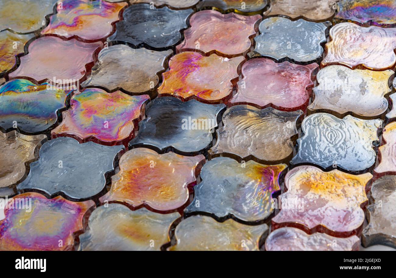 Détail de carreaux de verre colorés Banque D'Images