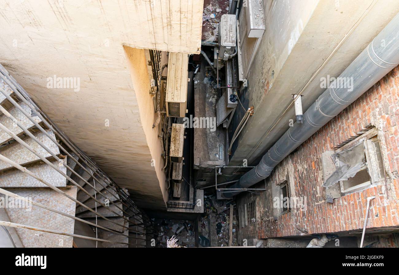 Escalier en colimaçon, randonnée jusqu'à la cour Banque D'Images