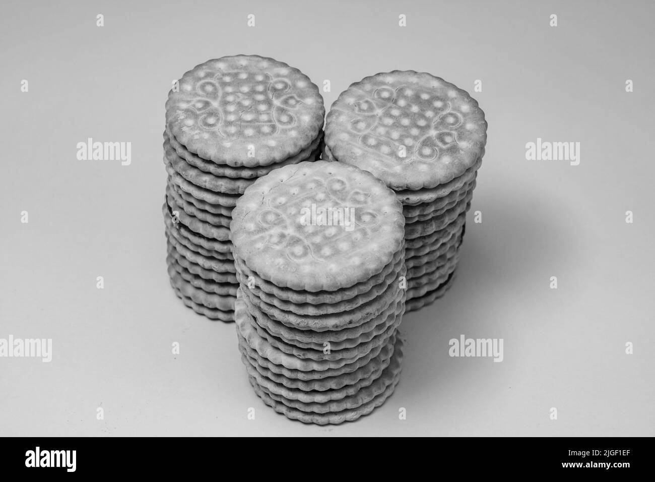 Biscuits ronds à la crème au chocolat, biscuits sandwich à la garniture au chocolat Banque D'Images