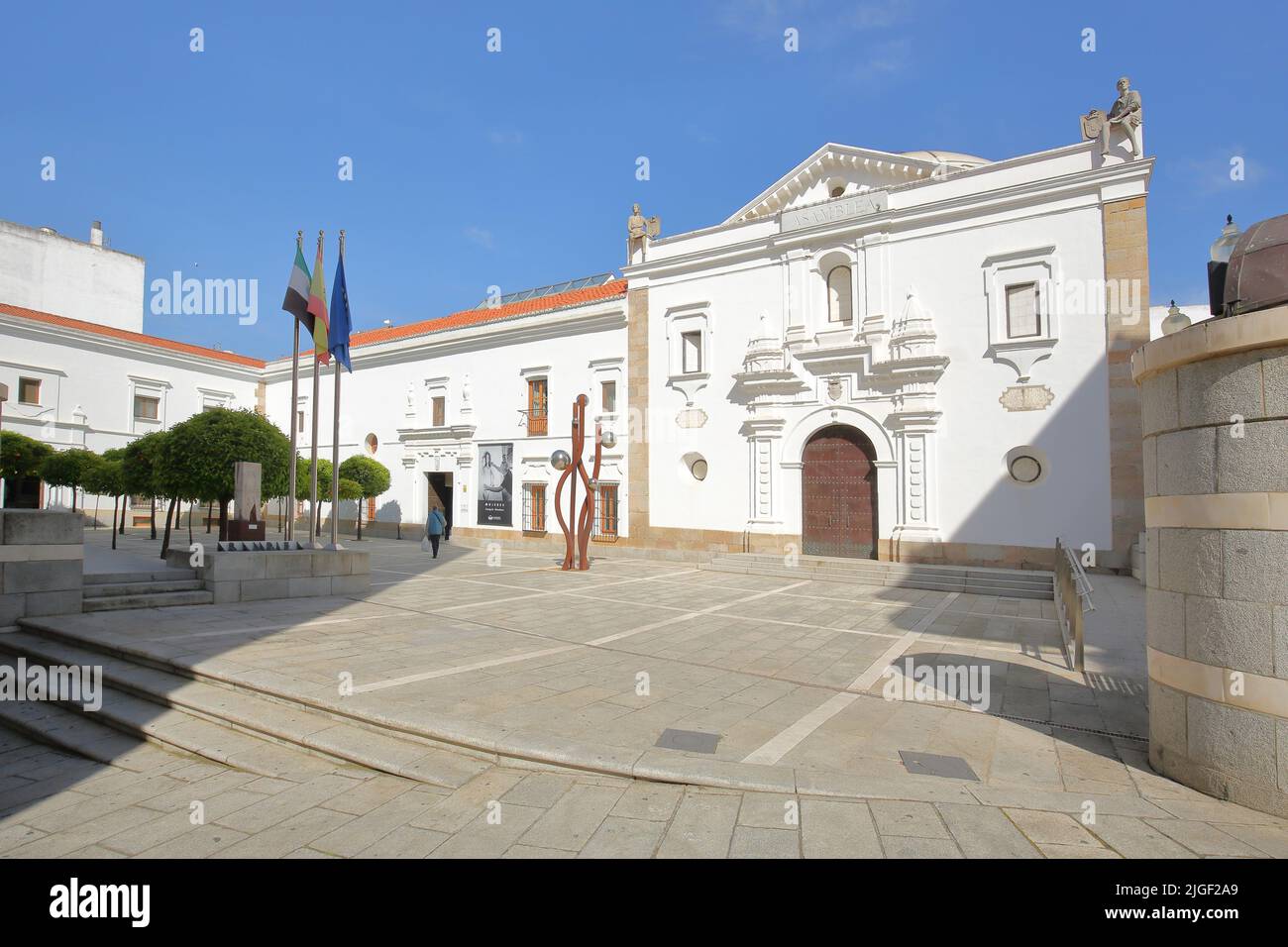 Plaza de San Juan de Dios avec Assamblea Assemblée régionale à Merida, Estrémadure, Espagne Banque D'Images