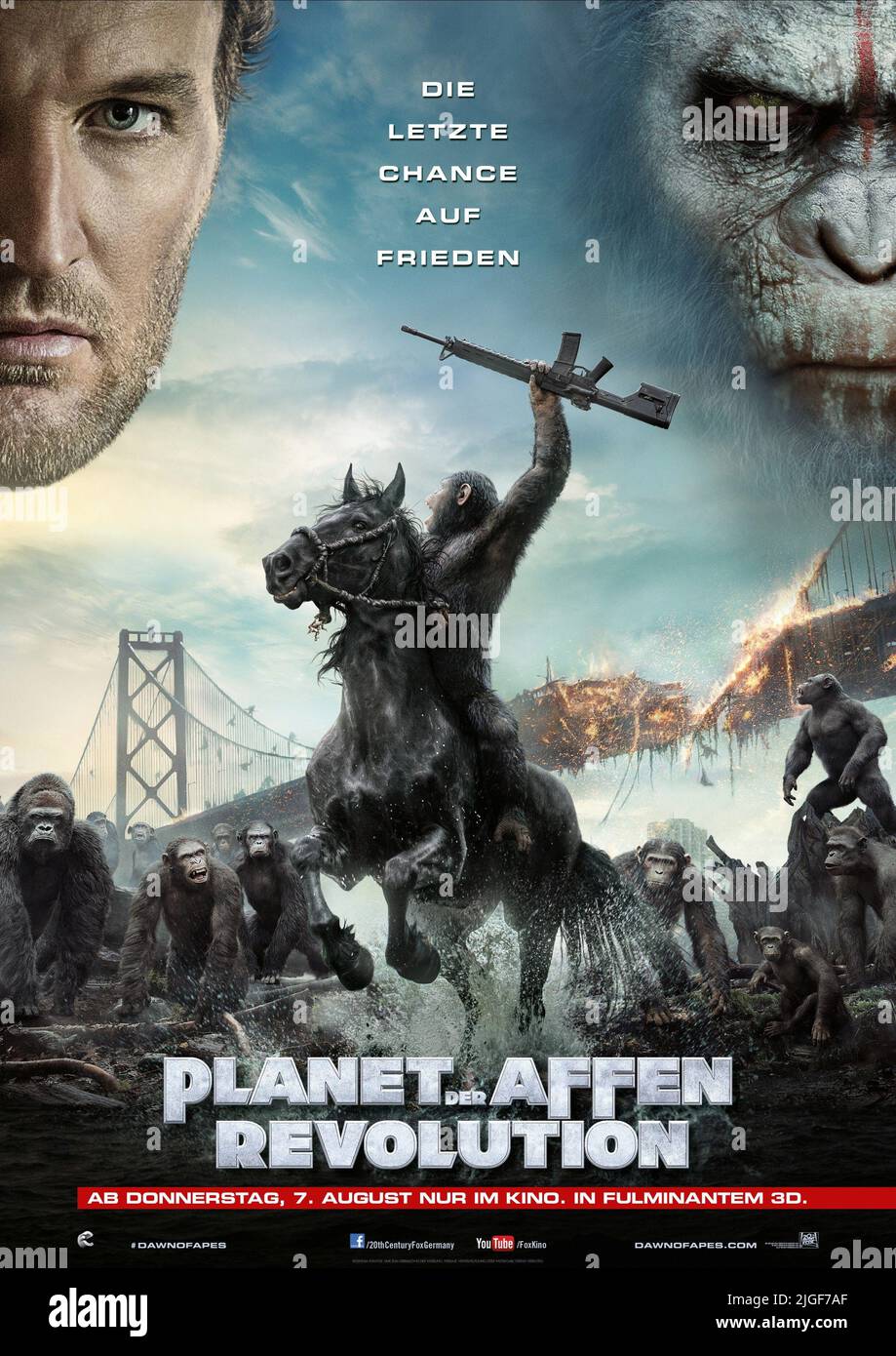 POSTER DE FILM ALLEMAND, AUBE DE LA PLANÈTE DES SINGES, 2014 Banque D'Images