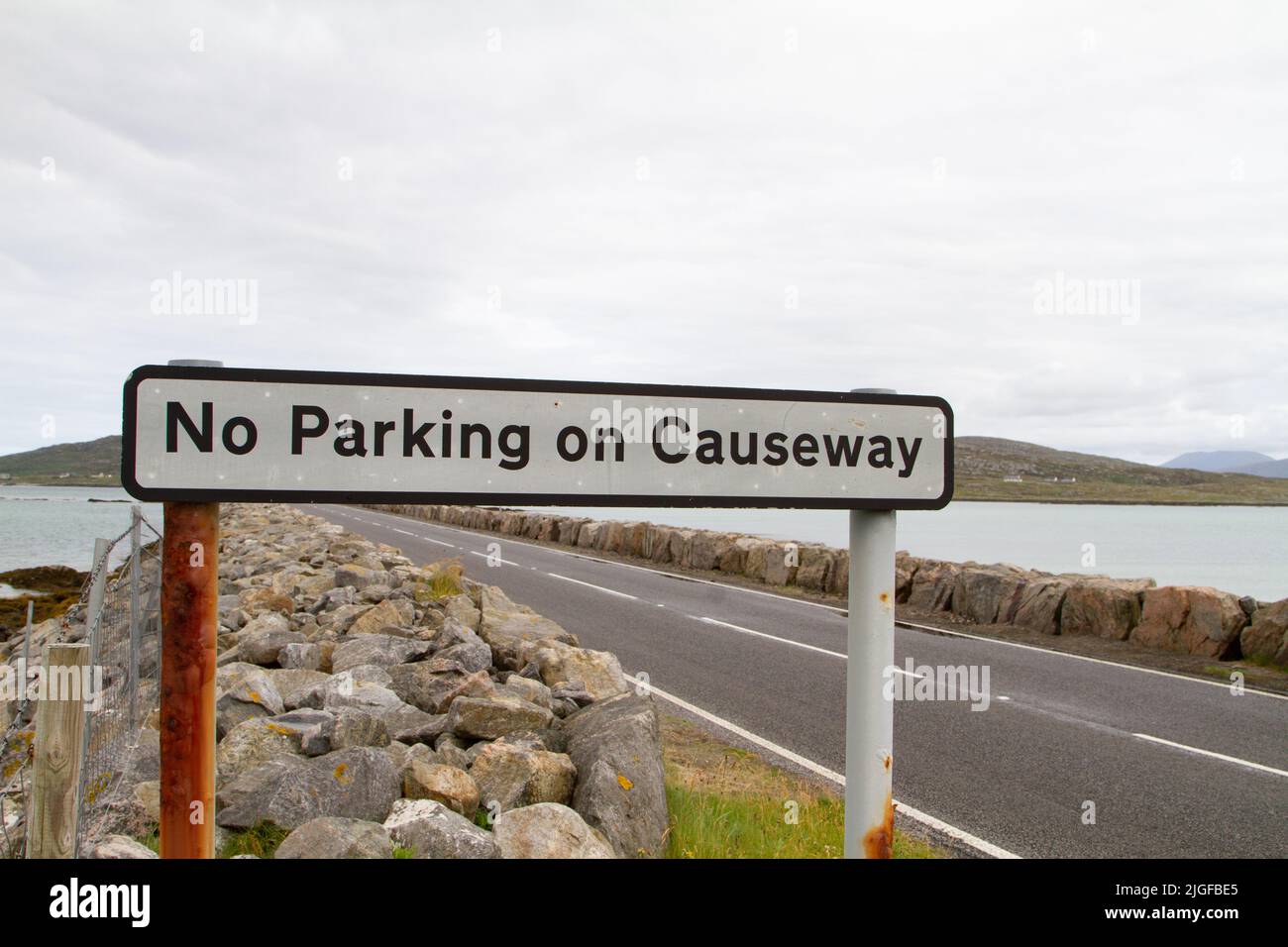 Pas de panneau de stationnement, Causeway d'Eriskay (Eirisgeidh) Banque D'Images