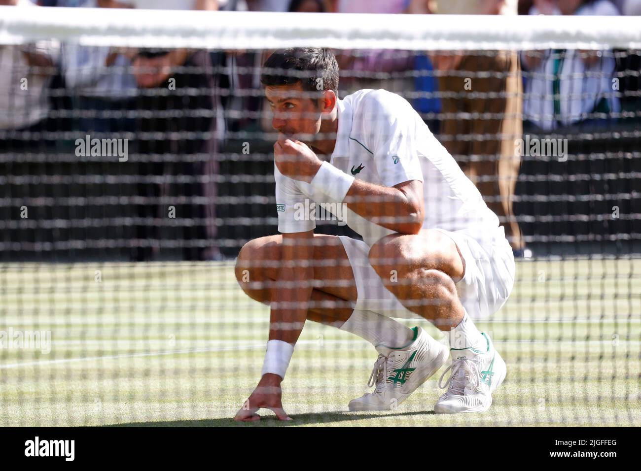 Wimbledon, Grande-Bretagne 10th. Juillet 2022. La championne de LTA Novak Djokovic (SRB) célèbre lors de la présentation aux Championnats de Wimbledon 2022 le dimanche 10 juillet 2022., © Juergen Hasenkopf / Alamy Live News Banque D'Images