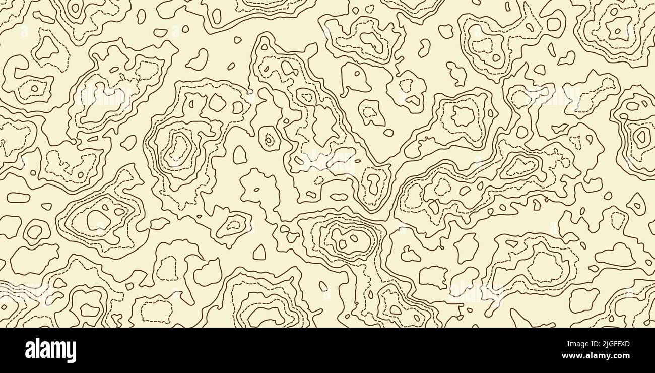 Topographie carte beige motif sans couture avec lignes pointillées et continues. Courbes topographiques abstraites. Répéter l'arrière-plan géométrique. Définir la terre de topologie ou Illustration de Vecteur