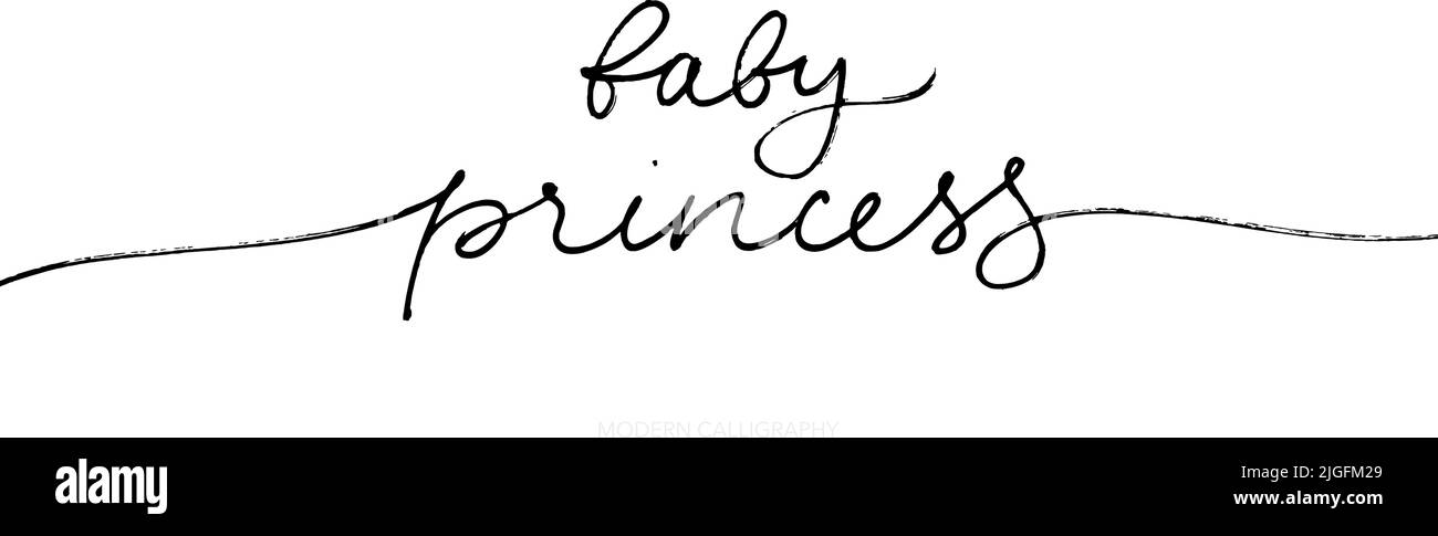 Lettrage de ligne de princesse de bébé isolé sur blanc. Illustration de Vecteur