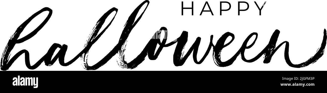 Joyeux halloween main dessiné noir lettrage vectoriel Illustration de Vecteur