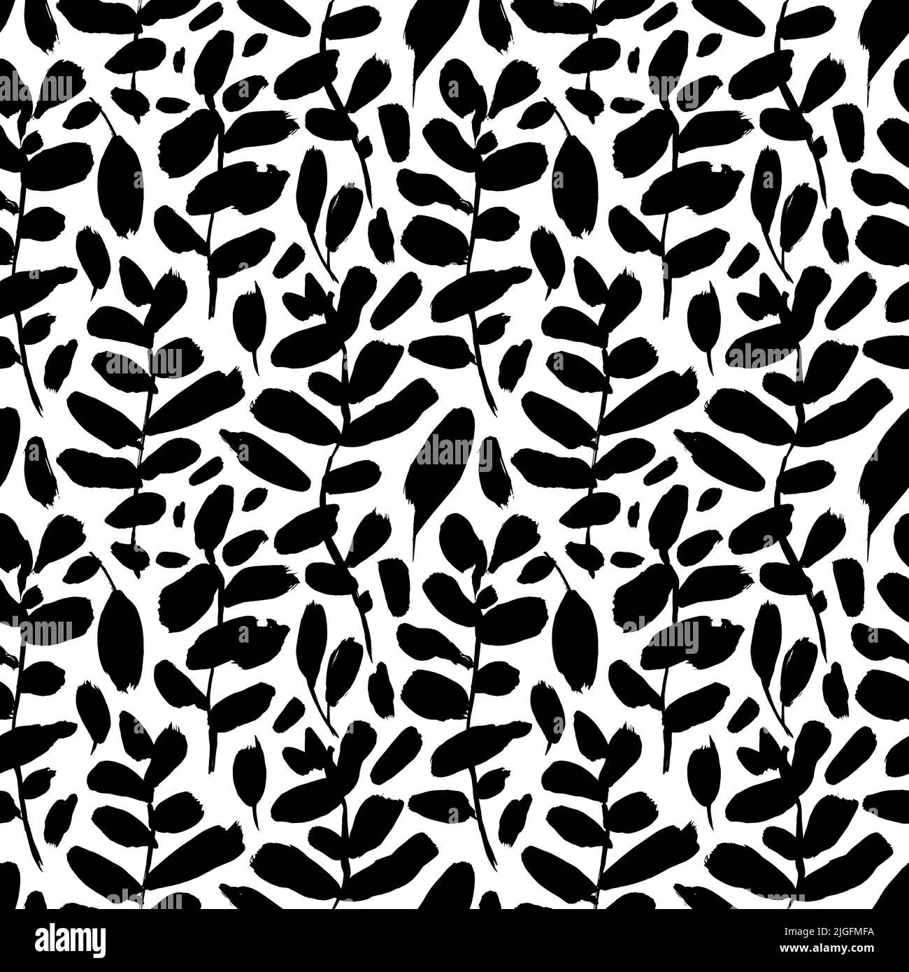 Motif branche d'eucalyptus noir avec feuilles audacieuses. Illustration de Vecteur