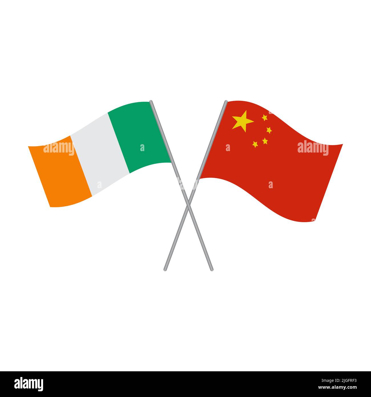 Vecteur de drapeaux chinois et irlandais isolé sur fond blanc Illustration de Vecteur