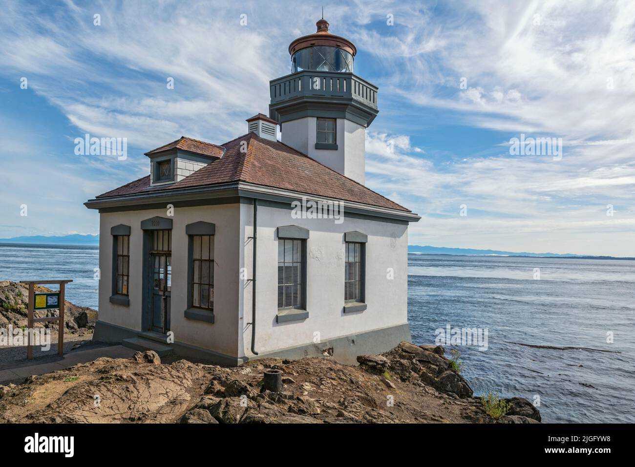 Washington, San Juan Island, parc national de Lime Kiln point, phare Banque D'Images