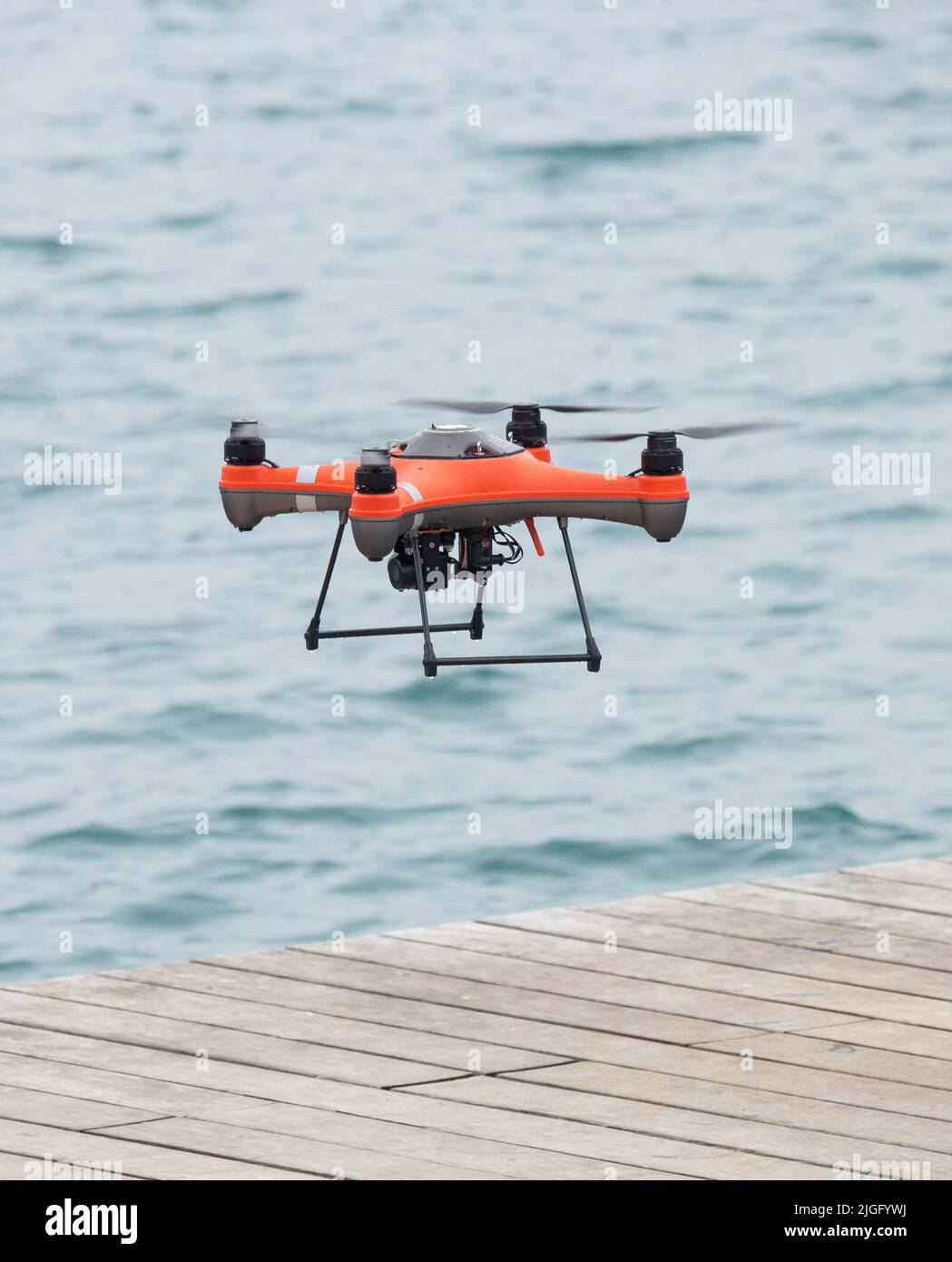 Drone étanche utilisé par la brigade des pompiers en Espagne pour la recherche et le sauvetage. Banque D'Images