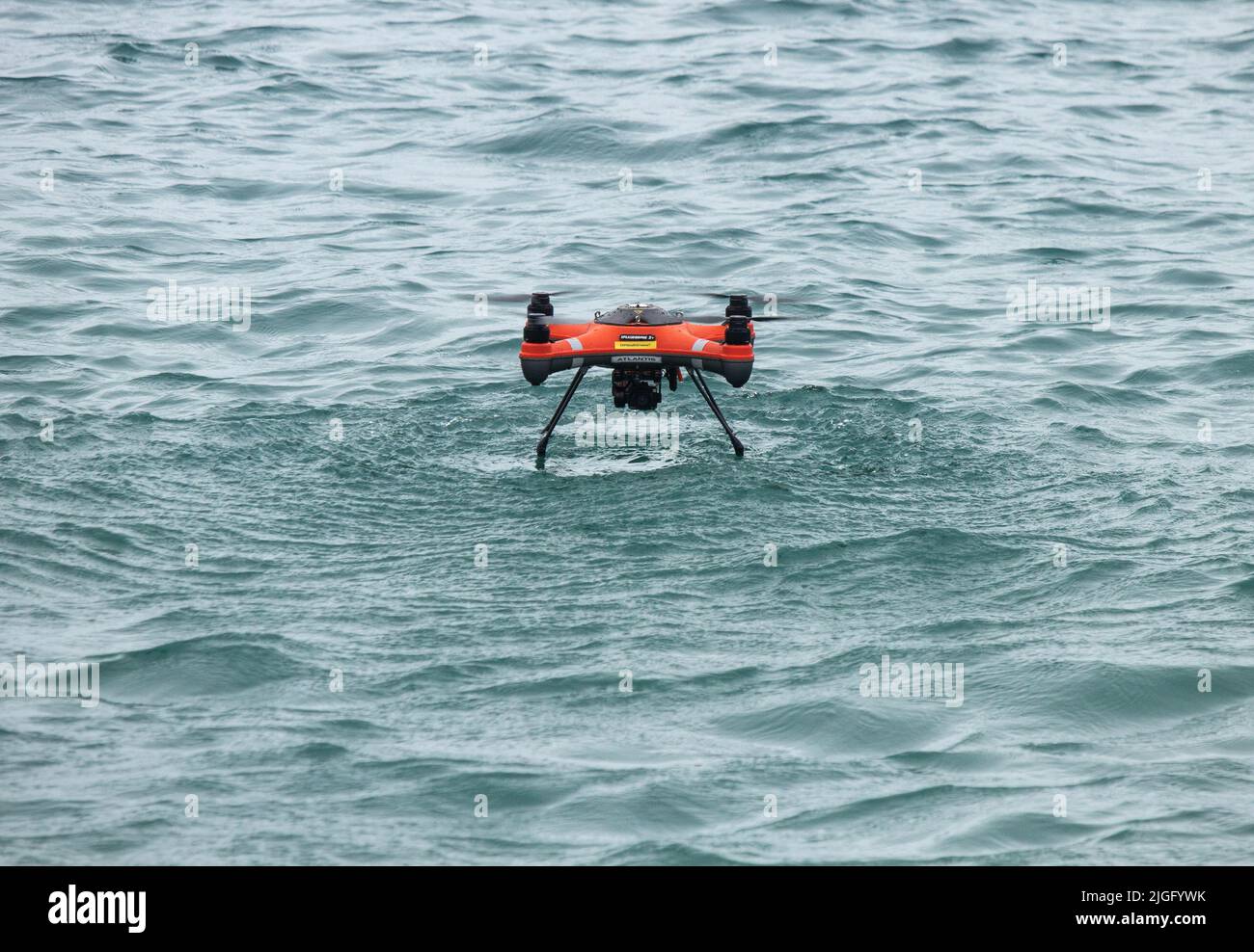 Drone étanche utilisé par la brigade des pompiers en Espagne pour la recherche et le sauvetage. Banque D'Images