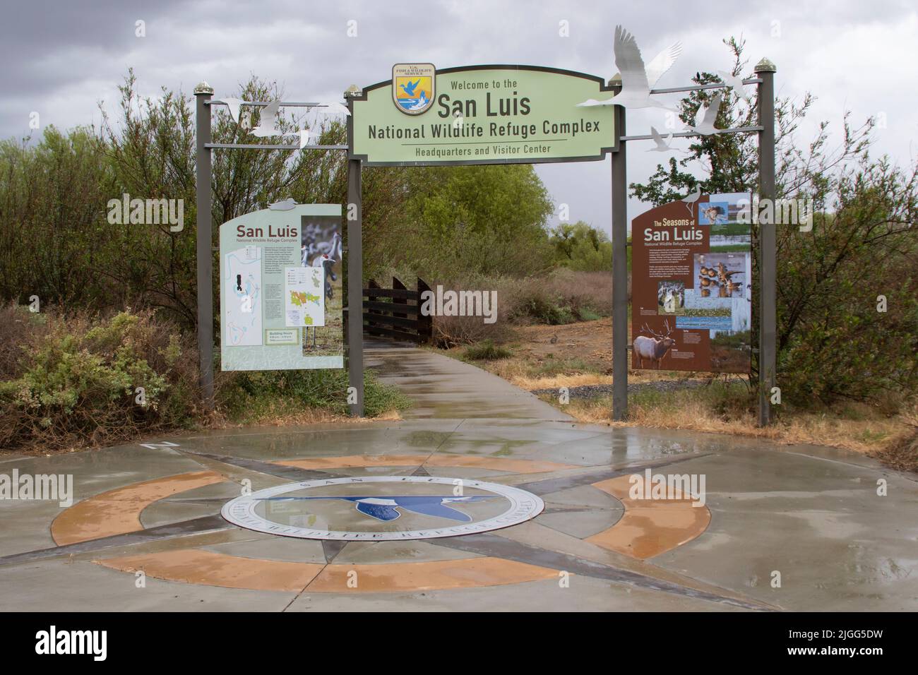 Point d'entrée public au centre d'accueil de San Luis NWR, à 8 kilomètres au nord de Los Banos, Merced County California, États-Unis. Banque D'Images